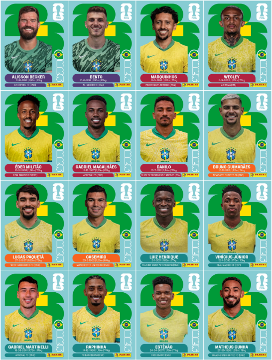 Figurinhas da seleção do Brasil